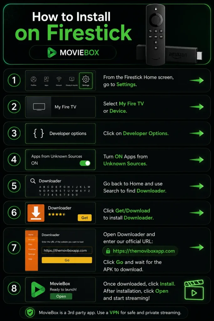 How to install MovieBox App on Firestick with a step-by-step setup and download guide