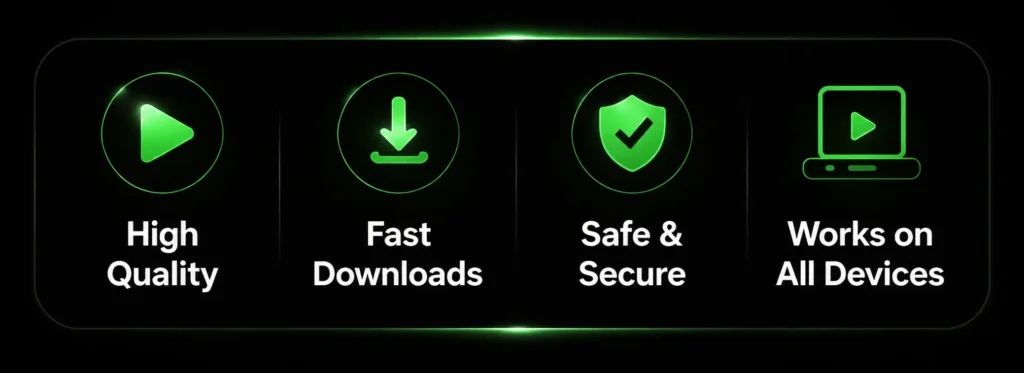 MovieBox APP features including HD movie streaming, fast downloads, secure app experience and compatibility with all devices